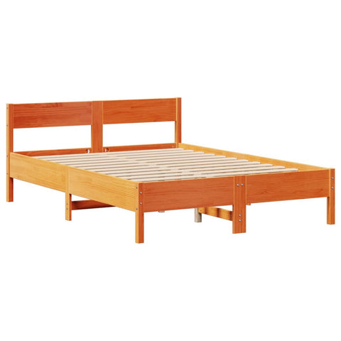 vidaXL Bed Frame without Mattress Wax Brown 140x200 cm Solid Wood Pine