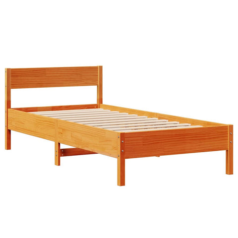 vidaXL Bed Frame without Mattress Wax Brown 90x200 cm Solid Wood Pine