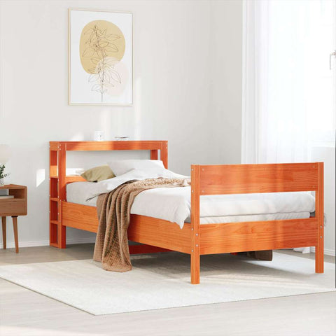 vidaXL Bed Frame without Mattress Wax Brown 90x200 cm Solid Wood Pine