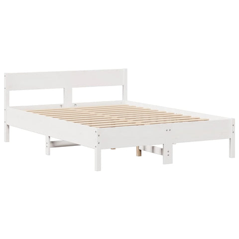 vidaXL Bed Frame without Mattress White 135x190 cm Double Solid Wood Pine