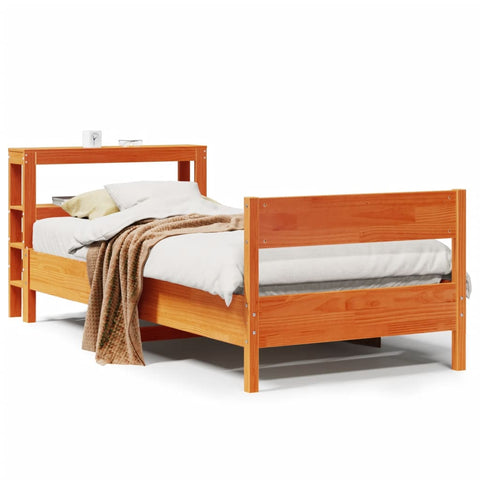 vidaXL Bed Frame without Mattress Wax Brown 90x190 cm Single Solid Wood Pine
