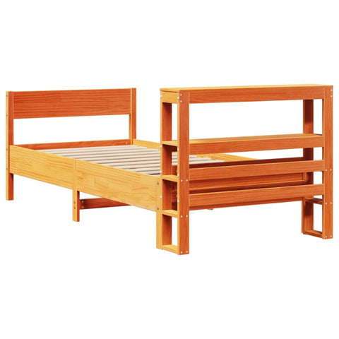 vidaXL Bed Frame without Mattress Wax Brown 90x190 cm Single Solid Wood Pine