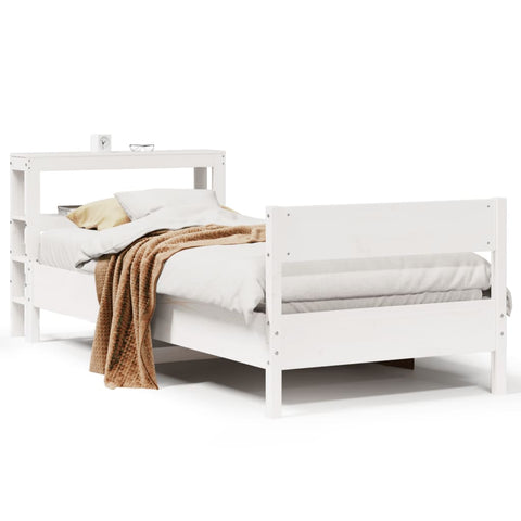 vidaXL Bed Frame without Mattress White 75x190 cm Small Single Solid Wood Pine