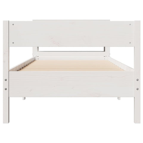 vidaXL Bed Frame without Mattress White 75x190 cm Small Single Solid Wood Pine
