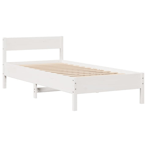 vidaXL Bed Frame without Mattress White 75x190 cm Small Single Solid Wood Pine