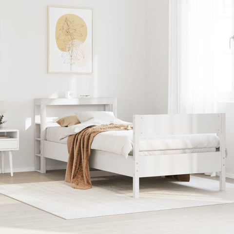 vidaXL Bed Frame without Mattress White 75x190 cm Small Single Solid Wood Pine