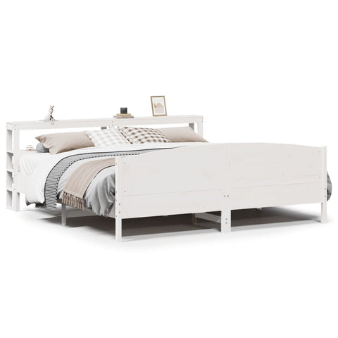 vidaXL Bed Frame without Mattress White 200x200 cm Solid Wood Pine