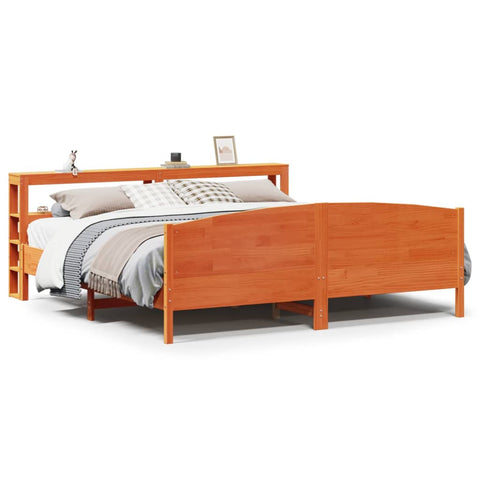 vidaXL Bed Frame without Mattress Wax Brown 180x200 cm Super King Solid Wood Pine