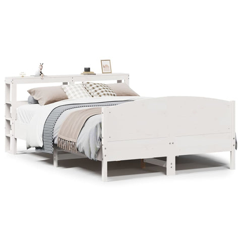 vidaXL Bed Frame without Mattress White 150x200 cm King Size Solid Wood Pine