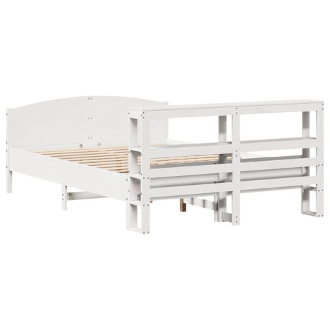 vidaXL Bed Frame without Mattress White 150x200 cm King Size Solid Wood Pine