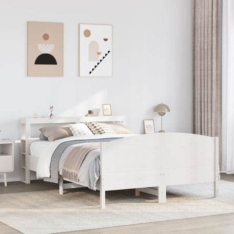 vidaXL Bed Frame without Mattress White 150x200 cm King Size Solid Wood Pine