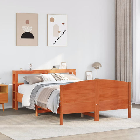 vidaXL Bed Frame without Mattress Wax Brown 140x200 cm Solid Wood Pine