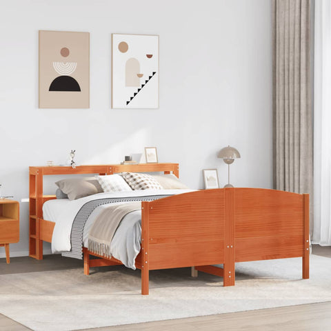 vidaXL Bed Frame without Mattress Wax Brown 140x190 cm Solid Wood Pine