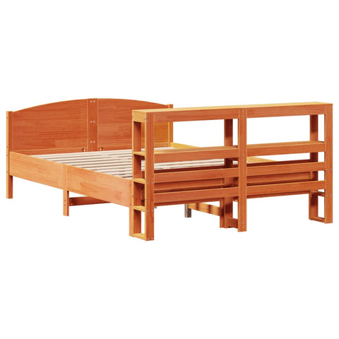 vidaXL Bed Frame without Mattress Wax Brown 120x190 cm Small Double Solid Wood Pine