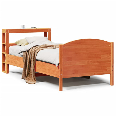vidaXL Bed Frame without Mattress Wax Brown 100x200 cm Solid Wood Pine