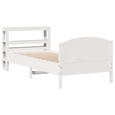 vidaXL Bed Frame without Mattress White 75x190 cm Small Single Solid Wood Pine