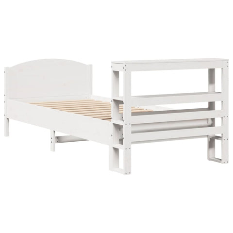 vidaXL Bed Frame without Mattress White 75x190 cm Small Single Solid Wood Pine