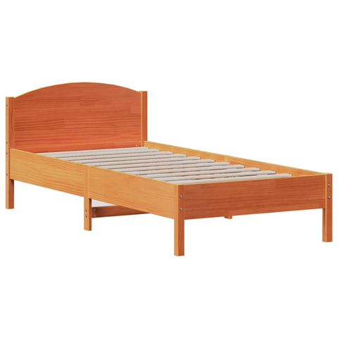 vidaXL Bed Frame without Mattress Wax Brown 75x190 cm Small Single Solid Wood Pine