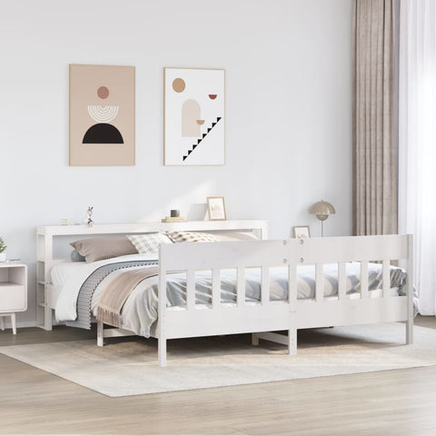 vidaXL Bed Frame without Mattress White 200x200 cm Solid Wood Pine
