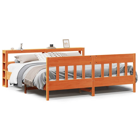 vidaXL Bed Frame without Mattress Wax Brown 200x200 cm Solid Wood Pine
