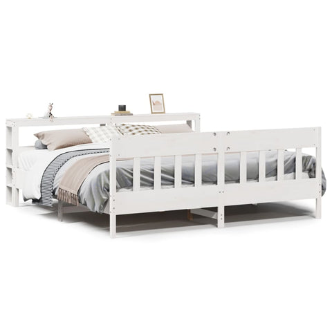 vidaXL Bed Frame without Mattress White 180x200 cm Super King Solid Wood Pine