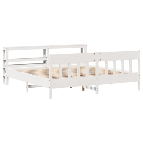 vidaXL Bed Frame without Mattress White 180x200 cm Super King Solid Wood Pine