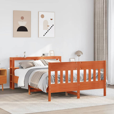 vidaXL Bed Frame without Mattress Wax Brown 160x200 cm Solid Wood Pine