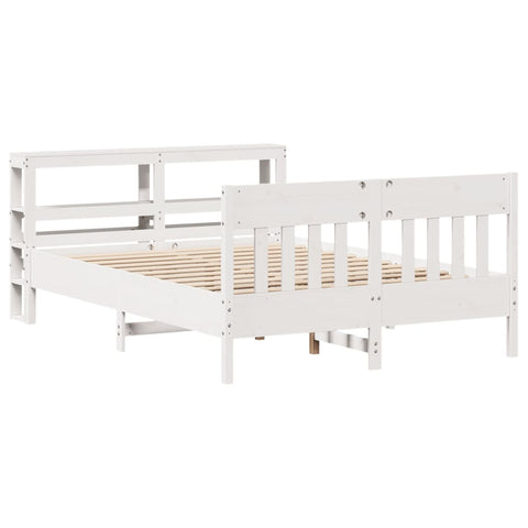 vidaXL Bed Frame without Mattress White 150x200 cm King Size Solid Wood Pine