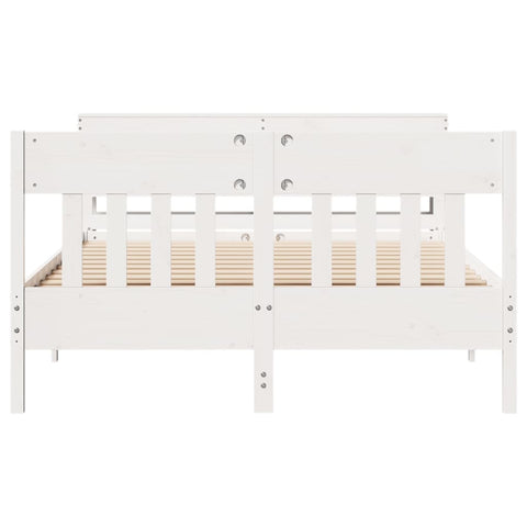 vidaXL Bed Frame without Mattress White 150x200 cm King Size Solid Wood Pine
