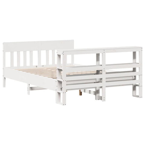 vidaXL Bed Frame without Mattress White 150x200 cm King Size Solid Wood Pine