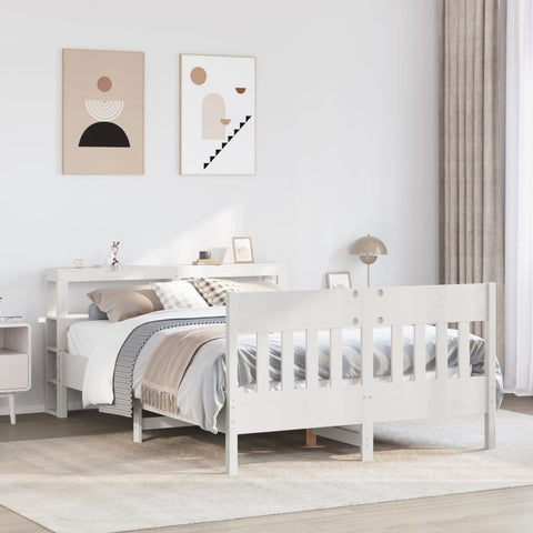 vidaXL Bed Frame without Mattress White 150x200 cm King Size Solid Wood Pine