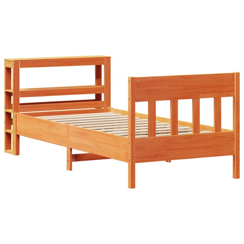 vidaXL Bed Frame without Mattress Wax Brown 100x200 cm Solid Wood Pine