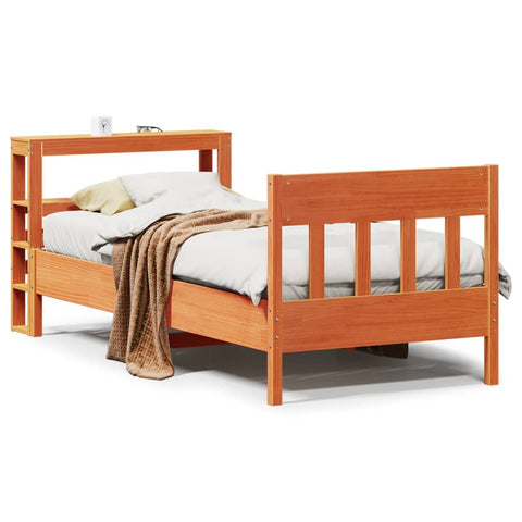 vidaXL Bed Frame without Mattress Wax Brown 90x200 cm Solid Wood Pine