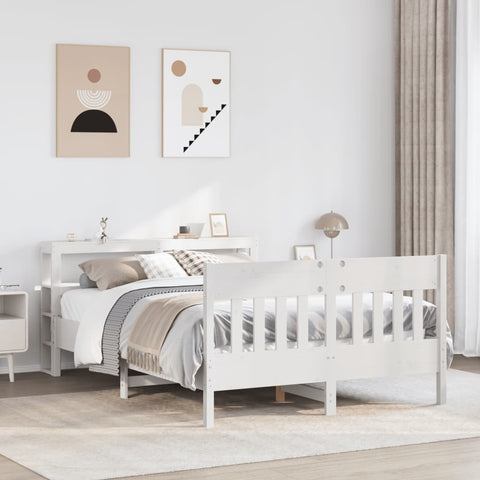 vidaXL Bed Frame without Mattress White 140x190 cm Solid Wood Pine
