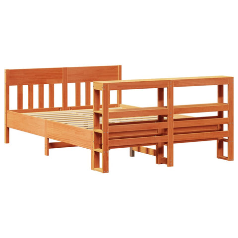 vidaXL Bed Frame without Mattress Wax Brown 140x190 cm Solid Wood Pine