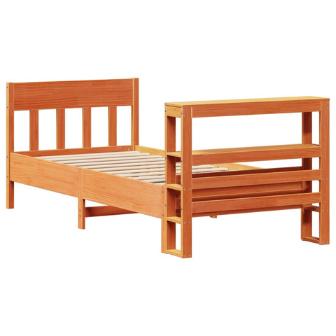 vidaXL Bed Frame without Mattress Wax Brown 90x190 cm Single Solid Wood Pine