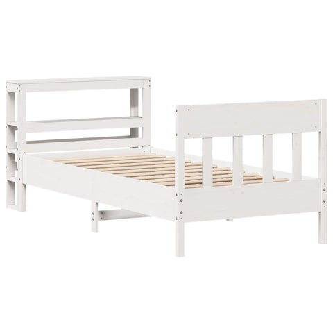 vidaXL Bed Frame without Mattress White 75x190 cm Small Single Solid Wood Pine