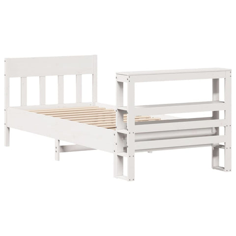 vidaXL Bed Frame without Mattress White 75x190 cm Small Single Solid Wood Pine