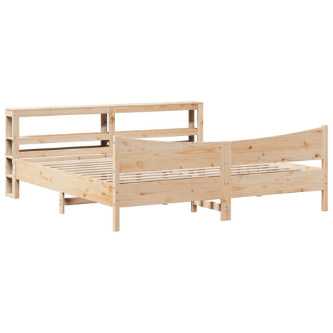 vidaXL Bed Frame with Headboard 200x200 cm Solid Wood Pine