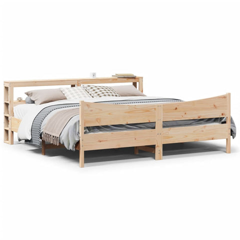 vidaXL Bed Frame with Headboard 200x200 cm Solid Wood Pine