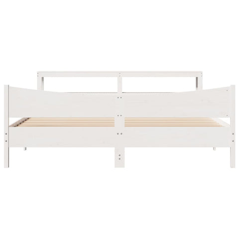 vidaXL Bed Frame with Headboard White 200x200 cm Solid Wood Pine
