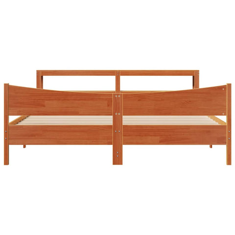 vidaXL Bed Frame with Headboard Wax Brown 200x200 cm Solid Wood Pine