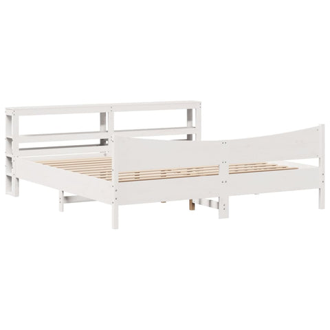 vidaXL Bed Frame with Headboard White 180x200 cm Super King Solid Wood Pine