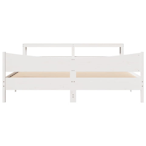 vidaXL Bed Frame with Headboard White 180x200 cm Super King Solid Wood Pine