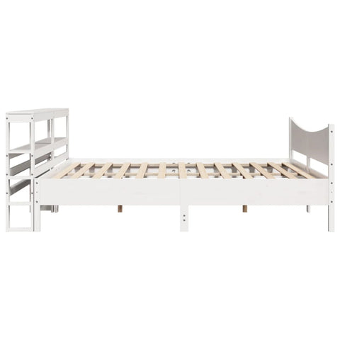 vidaXL Bed Frame with Headboard White 180x200 cm Super King Solid Wood Pine