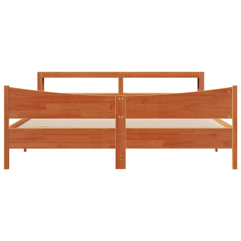 vidaXL Bed Frame with Headboard Wax Brown 180x200 cm Super King Solid Wood Pine