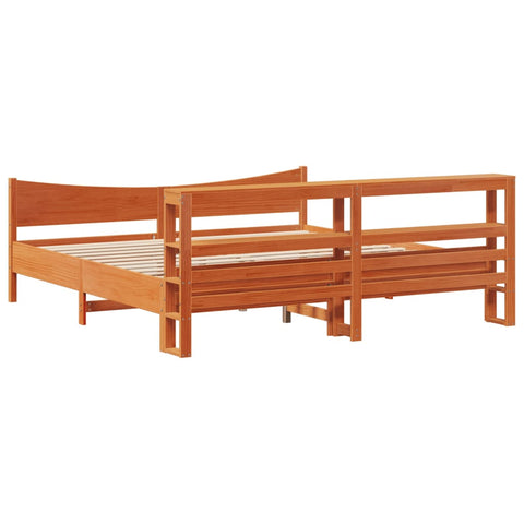 vidaXL Bed Frame with Headboard Wax Brown 180x200 cm Super King Solid Wood Pine