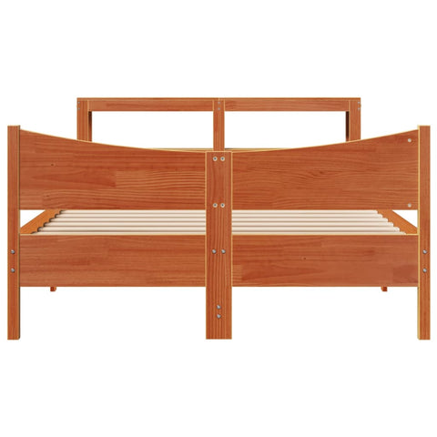 vidaXL Bed Frame with Headboard Wax Brown 160x200 cm Solid Wood Pine