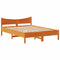 vidaXL Bed Frame with Headboard Wax Brown 160x200 cm Solid Wood Pine