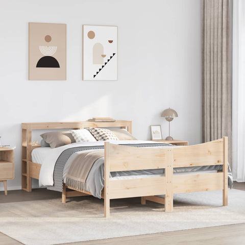 vidaXL Bed Frame with Headboard 150x200 cm King Size Solid Wood Pine